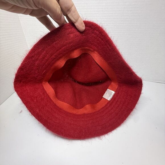 Vintage Angora Rabbit Hair Blend Cherry Red Fuzzy Bucket Hat One Size - Picture 6 of 8